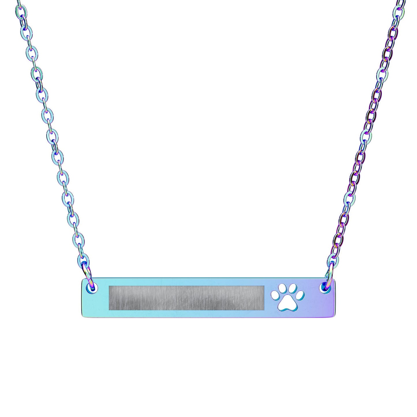 Engraved Paw Bar Necklace