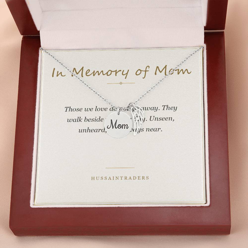 Luxury box with necklace and card, angled | Memorial Necklace for Mom