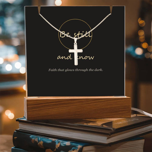 Be Still Keepsake Light & Cross Necklace