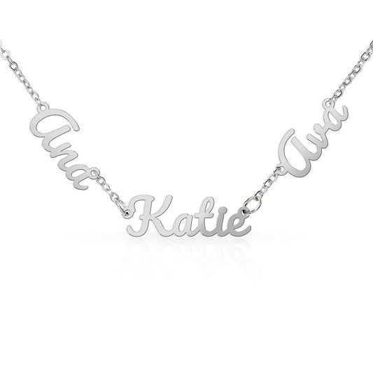 Multiple name necklace with flowing script names, a personalized Canadian Thanksgiving gift