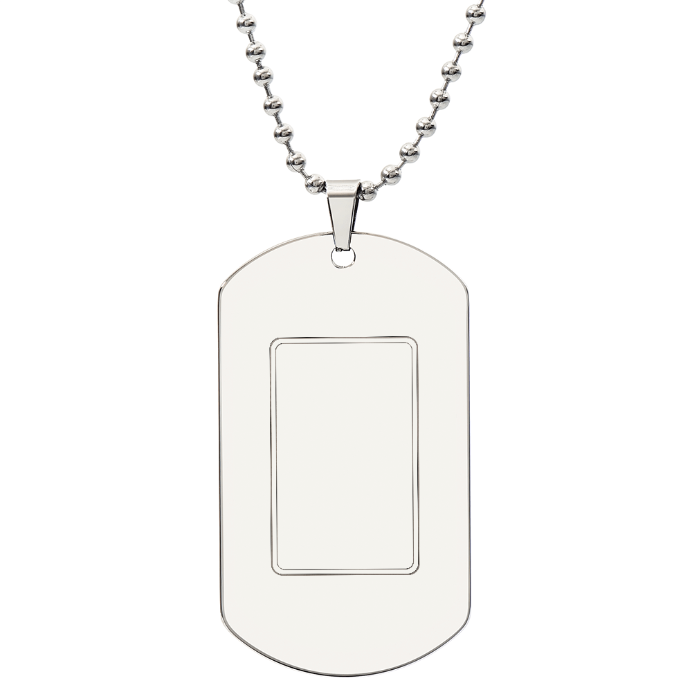 Engraved stainless steel dog tag necklace