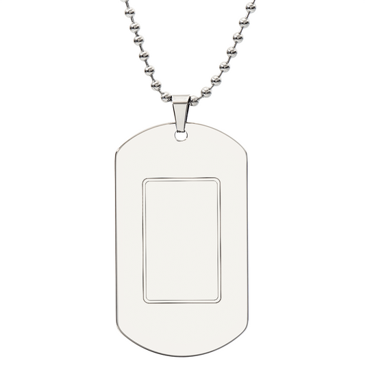 Engraved stainless steel dog tag necklace for him