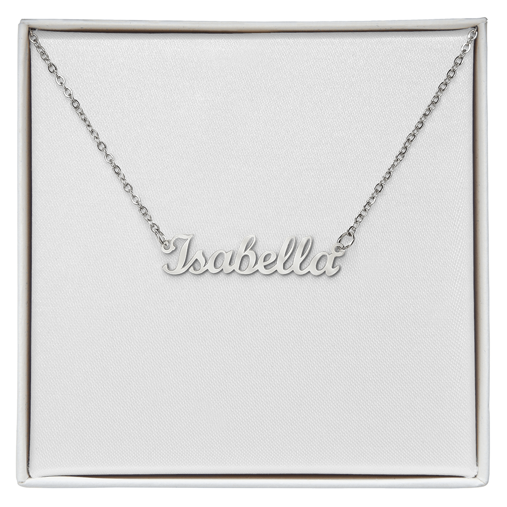 Custom Name Necklace in gold and silver finish, a personalized jewelry gift for students