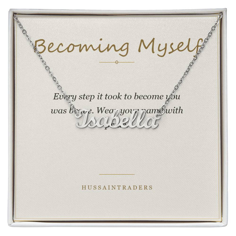 Chosen name necklace in gold finish, a coming out gift idea