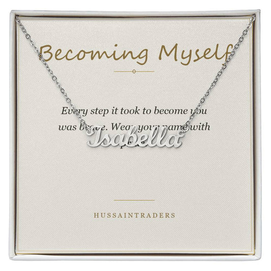 Chosen name necklace in gold finish, a coming out gift idea