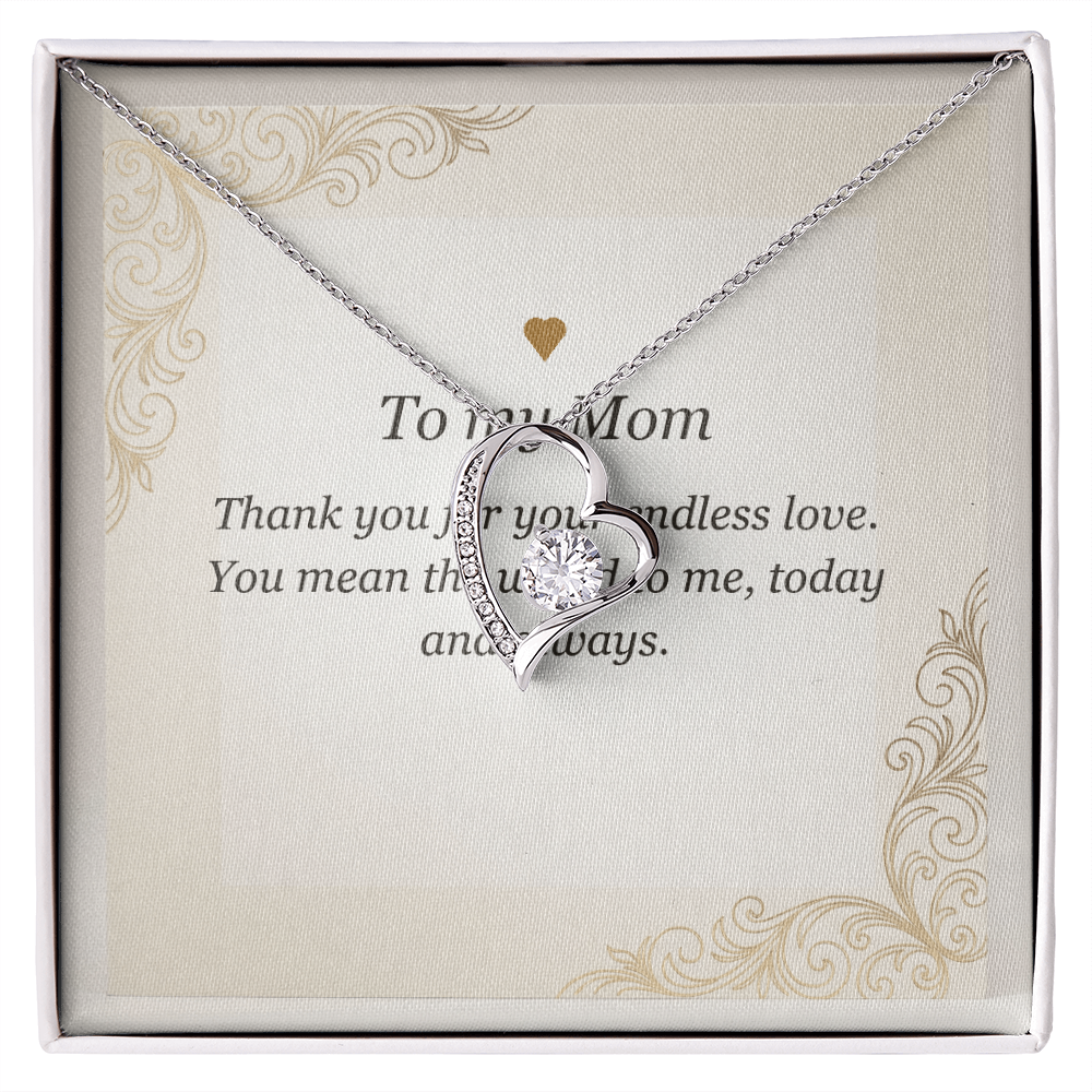 Forever Love Necklace for Mom displayed as a personalized baby shower gift