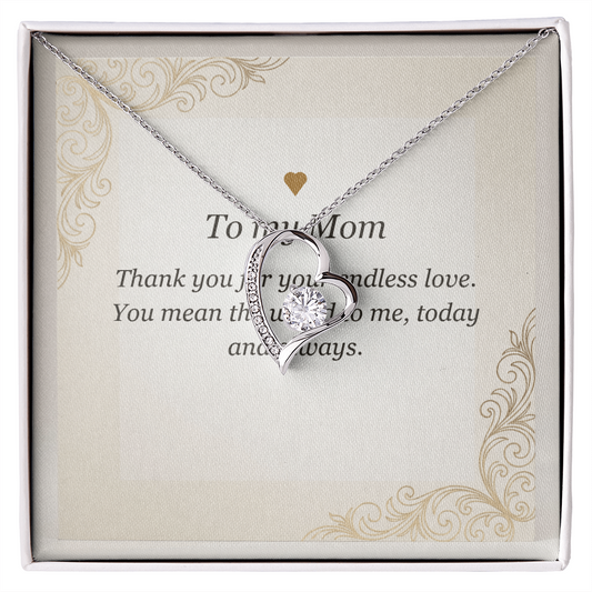 Forever Love Necklace for Mom displayed as a personalized baby shower gift