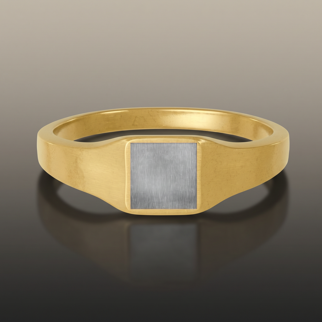 Engraved Square Signet Ring for men in polished silver finish, made to order at HussainTraders