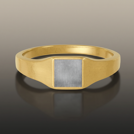 Engraved Square Signet Ring for men in polished silver finish, made to order at HussainTraders