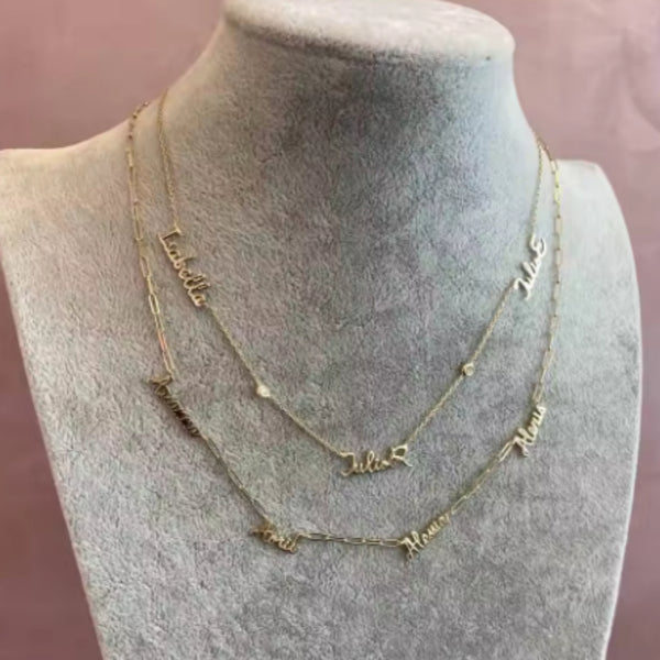 Arabic birthstone name necklace with multiple names