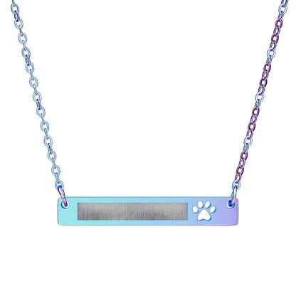 Engraved Paw Bar Necklace