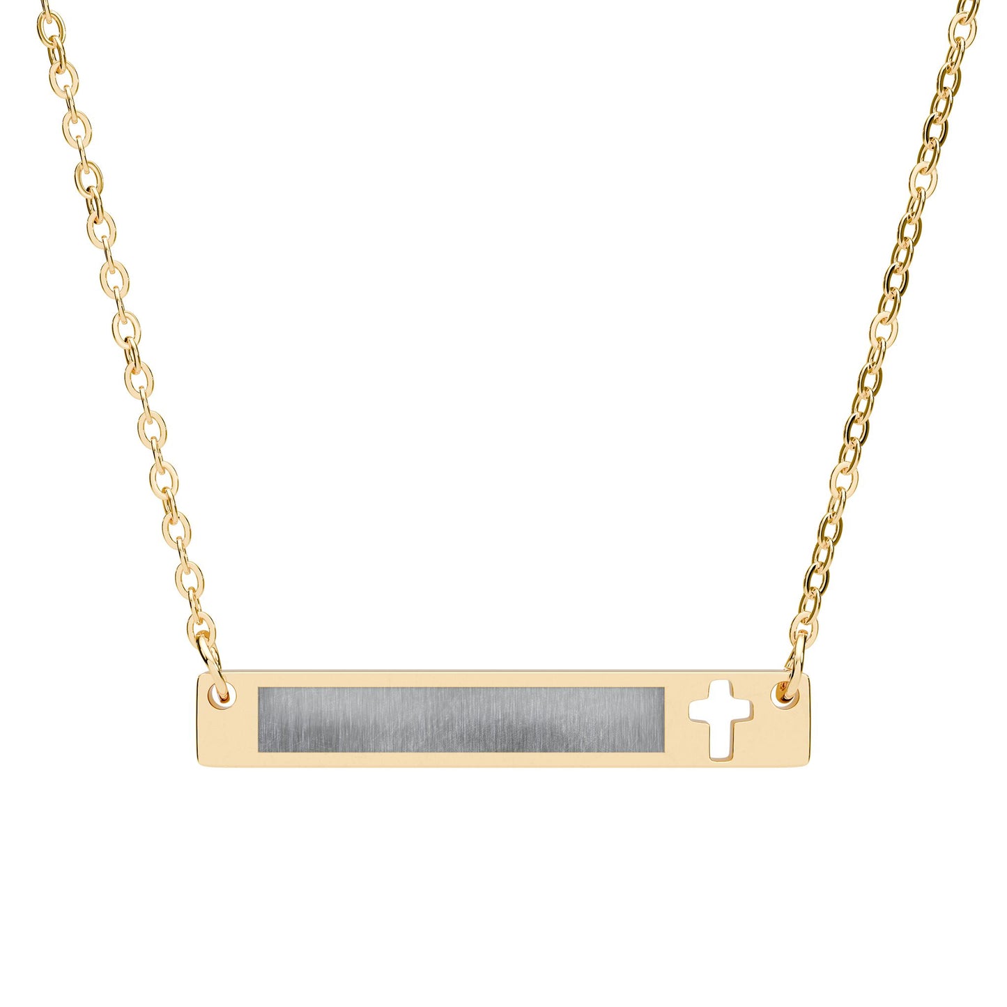 Engraved Cross Bar Necklace
