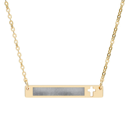 Engraved Cross Bar Necklace