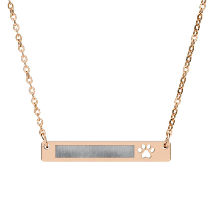 Engraved Paw Bar Necklace