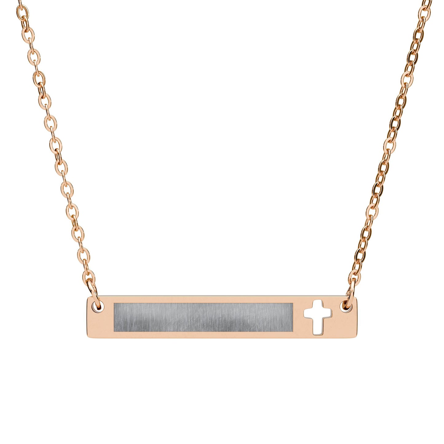 Engraved Cross Bar Necklace