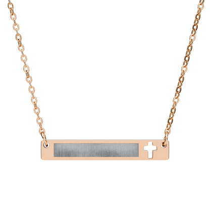 Engraved Cross Bar Necklace