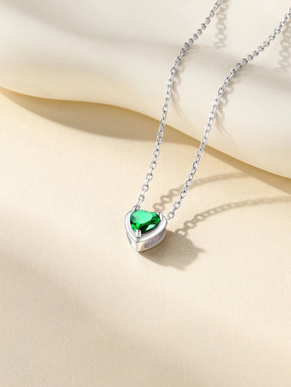 Silver Necklace 925 Sterling Silver Birthstone Love Heart Necklace Mother'S Day Gifts for Mom