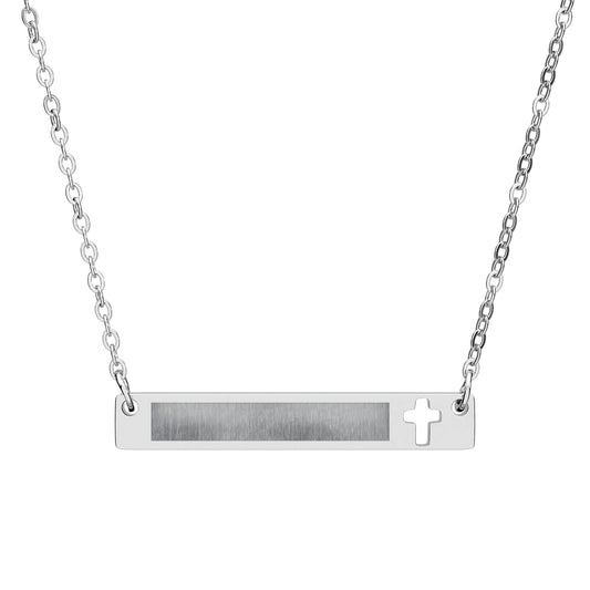 Engraved Cross Bar Necklace