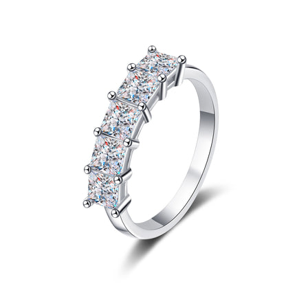 Square moissanite stackable ring in 18k gold plated finish