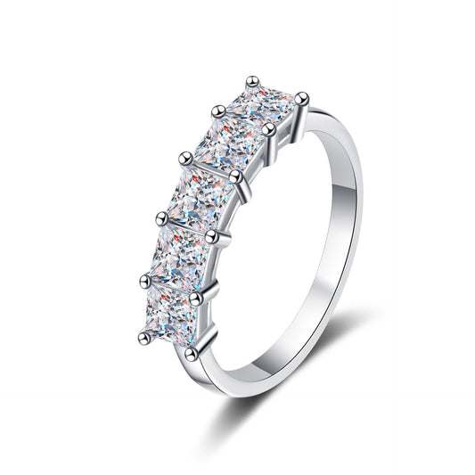 Square moissanite stackable ring in 18k gold plated finish