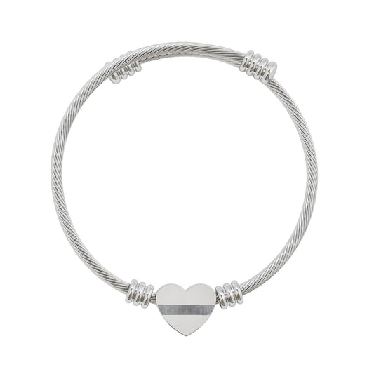 Engraved Heart Cuff Bracelet