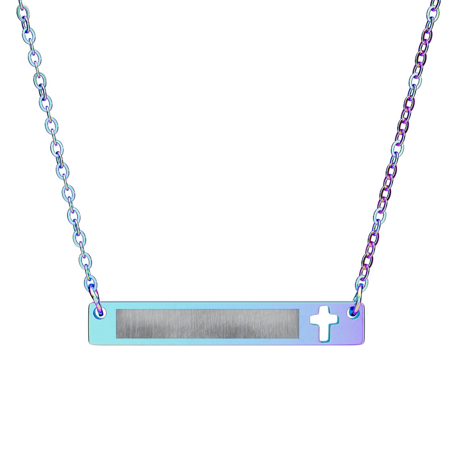 Engraved Cross Bar Necklace