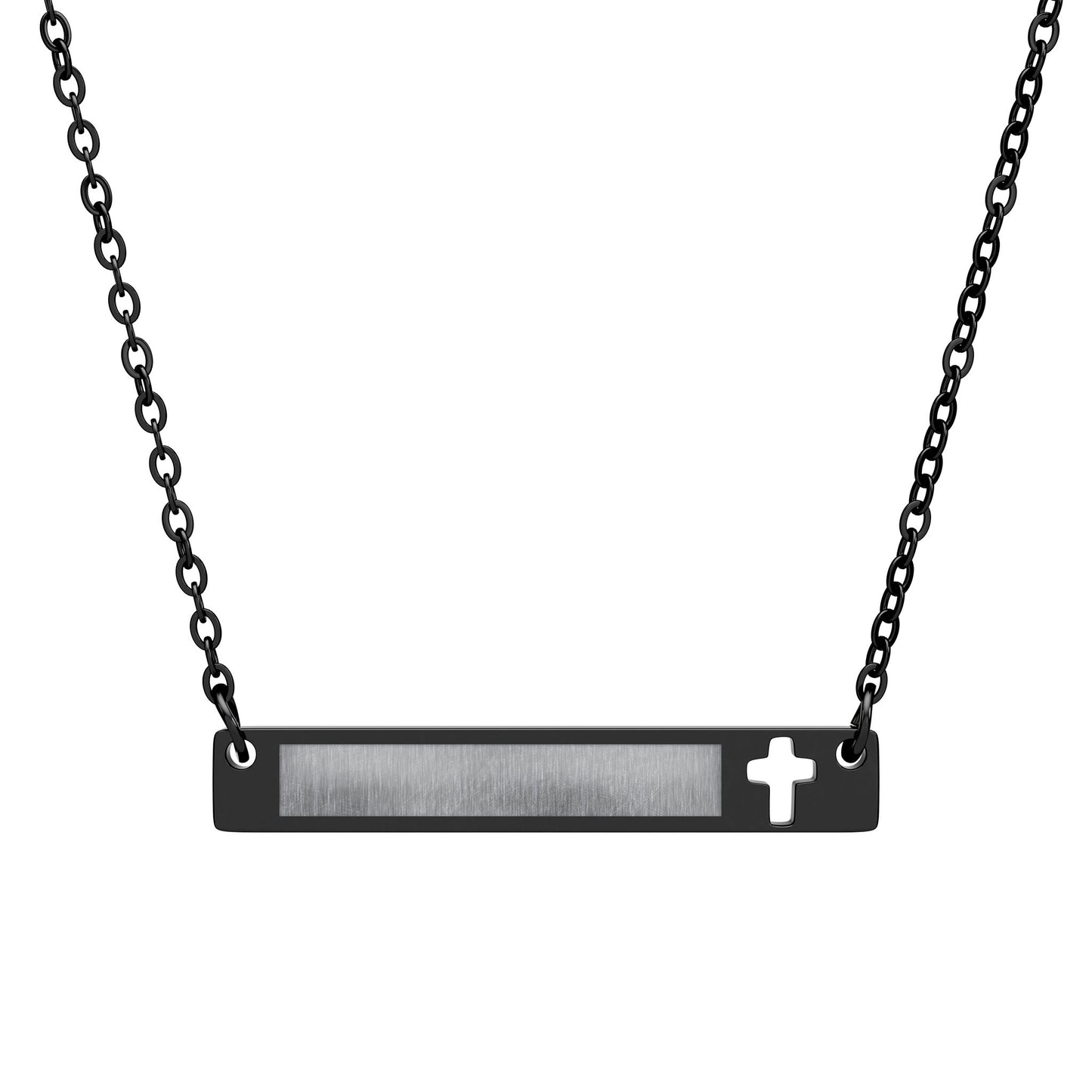 Engraved Cross Bar Necklace