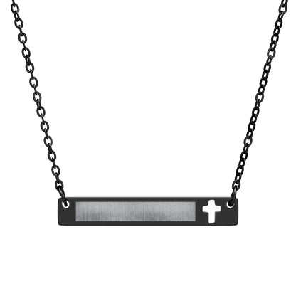 Engraved Cross Bar Necklace