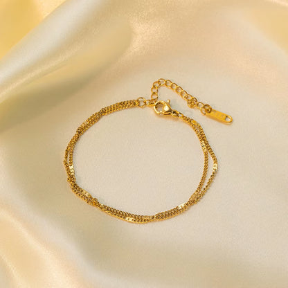 Glow Minimal – Stainless Steel Double-Layer Chain Bracelet for Women