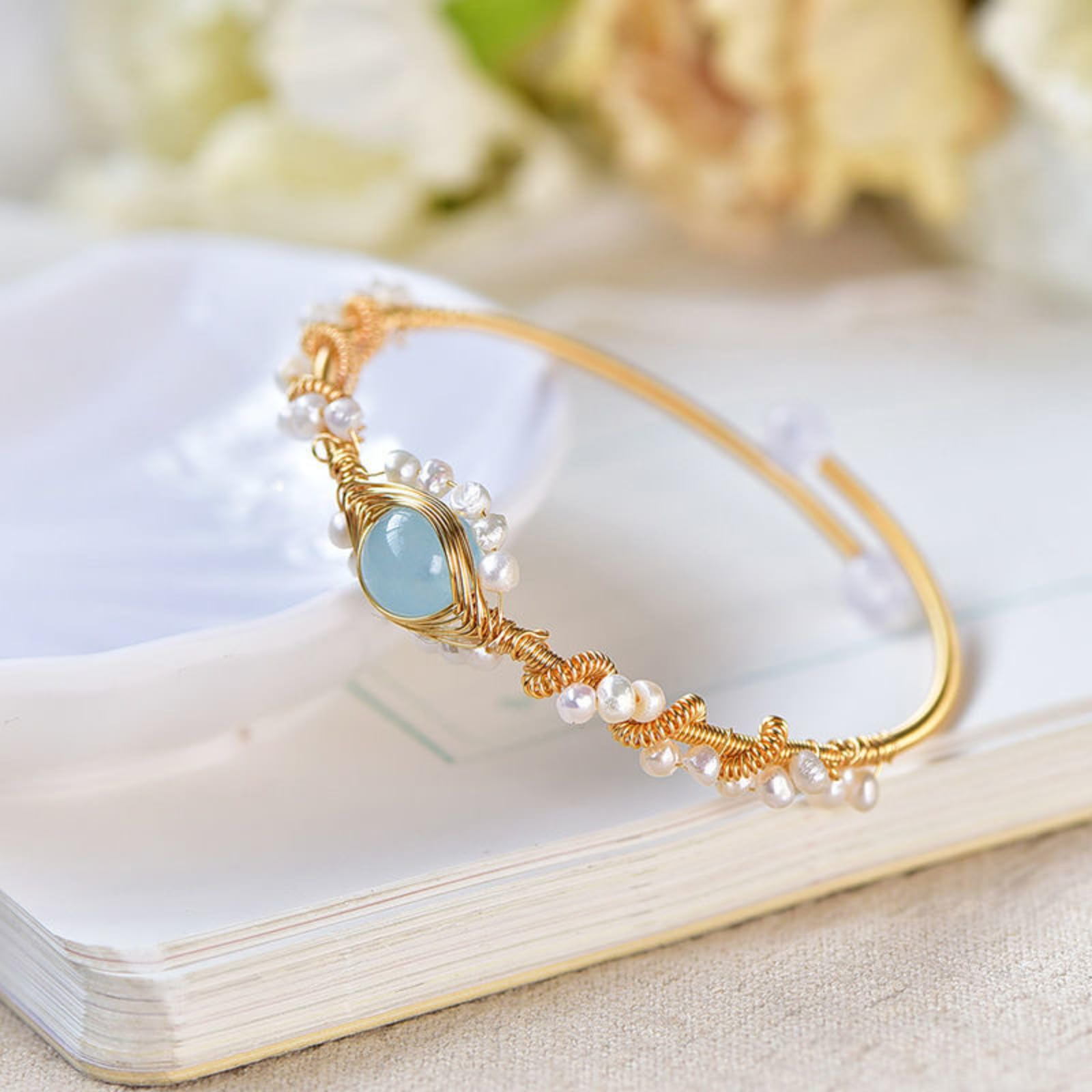 Pearl cuff bracelet detail