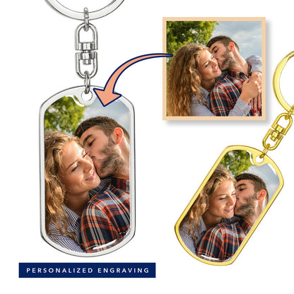 Silver and gold finish photo keychains with sample photos | Custom Photo Keychain