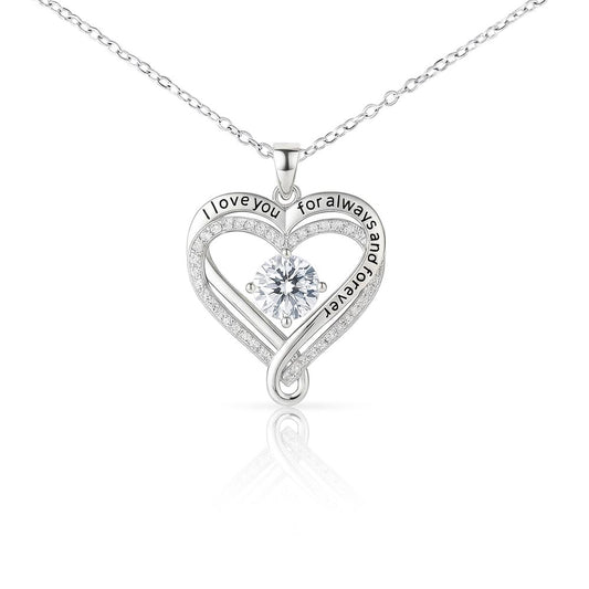 Love You Always Necklace in polished silver and 18k gold finish on white background, personalized jewelry by HussainTraders