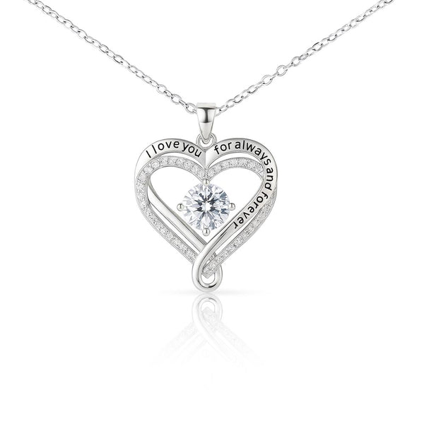 Love You Always Necklace in polished silver and 18k gold finish on white background, personalized jewelry by HussainTraders