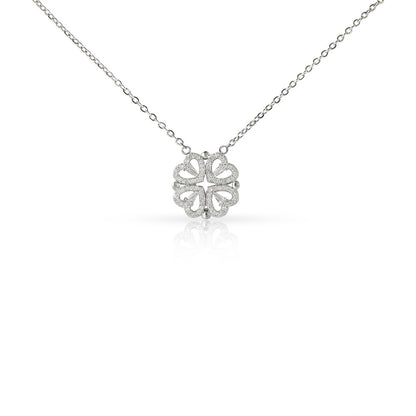 Magnetic hearts pendant closed as a four-leaf clover, on a white background | Magnetic Hearts Necklace