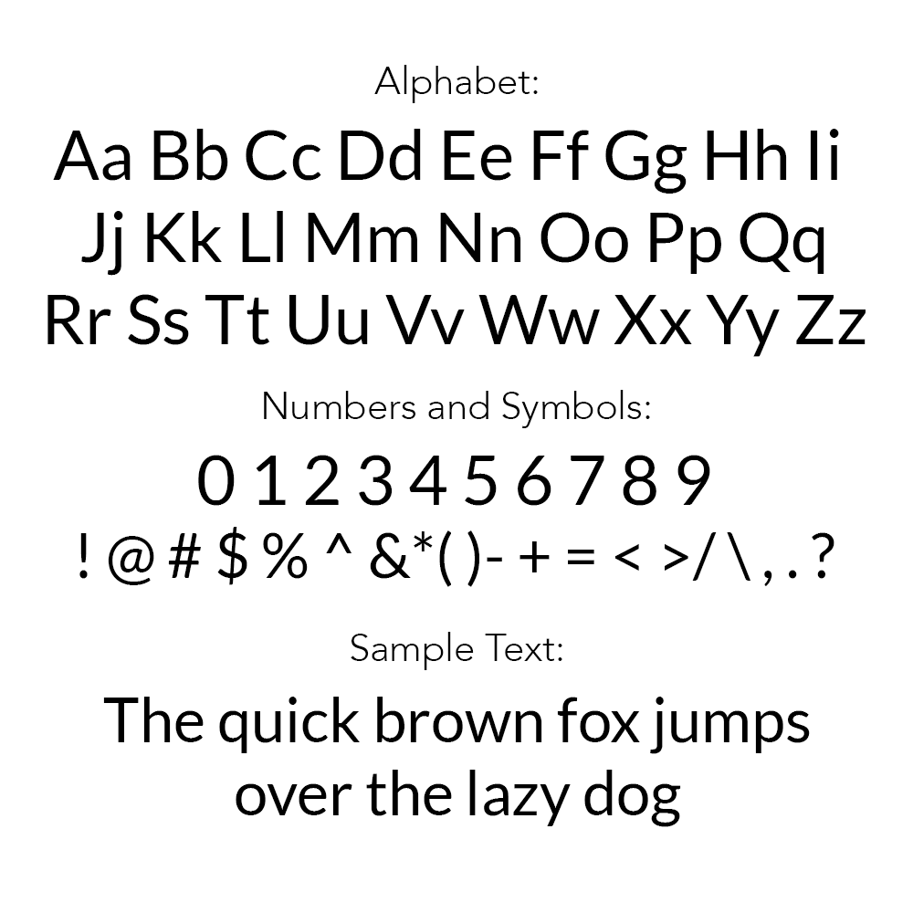 Engraving guide showing the letters, numbers and symbols available | Engraved Ring for Wife with Message Card