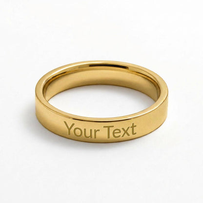 Gold finish band showing where the engraving goes | Engraved Ring for Wife with Message Card