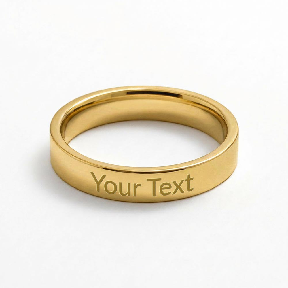 Gold finish band showing where the engraving goes | Engraved Ring for Wife with Message Card