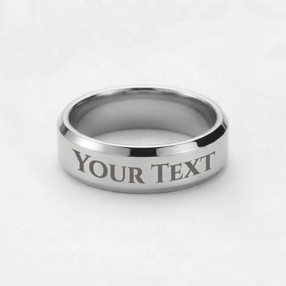 Polished steel band, angled view | Engraved Men's Ring
