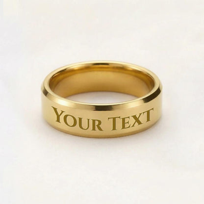 Gold finish band, side view | Engraved Men's Ring
