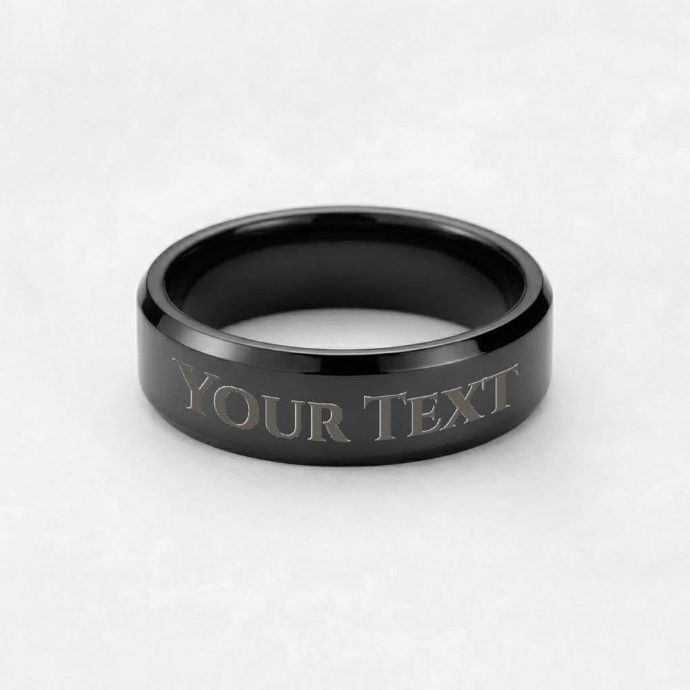 Black plated band, side view | Engraved Men's Ring