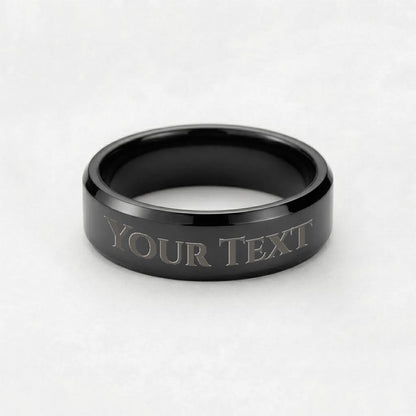Black plated band, side view | Engraved Men's Ring