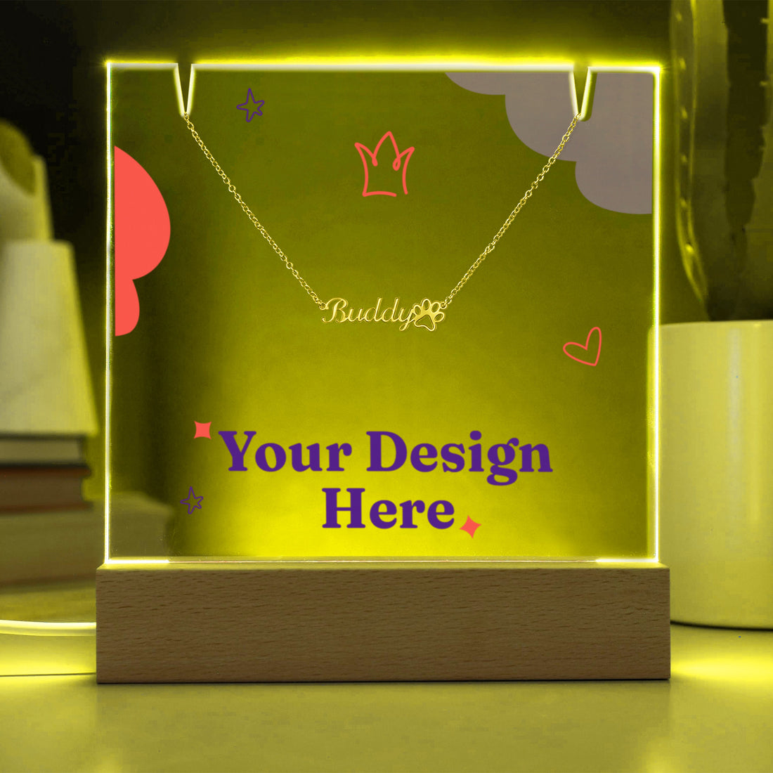 Pet Photo Keepsake Light & Paw Necklace