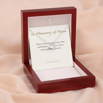 Open luxury box with the necklace and card | Memorial Necklace for Mom