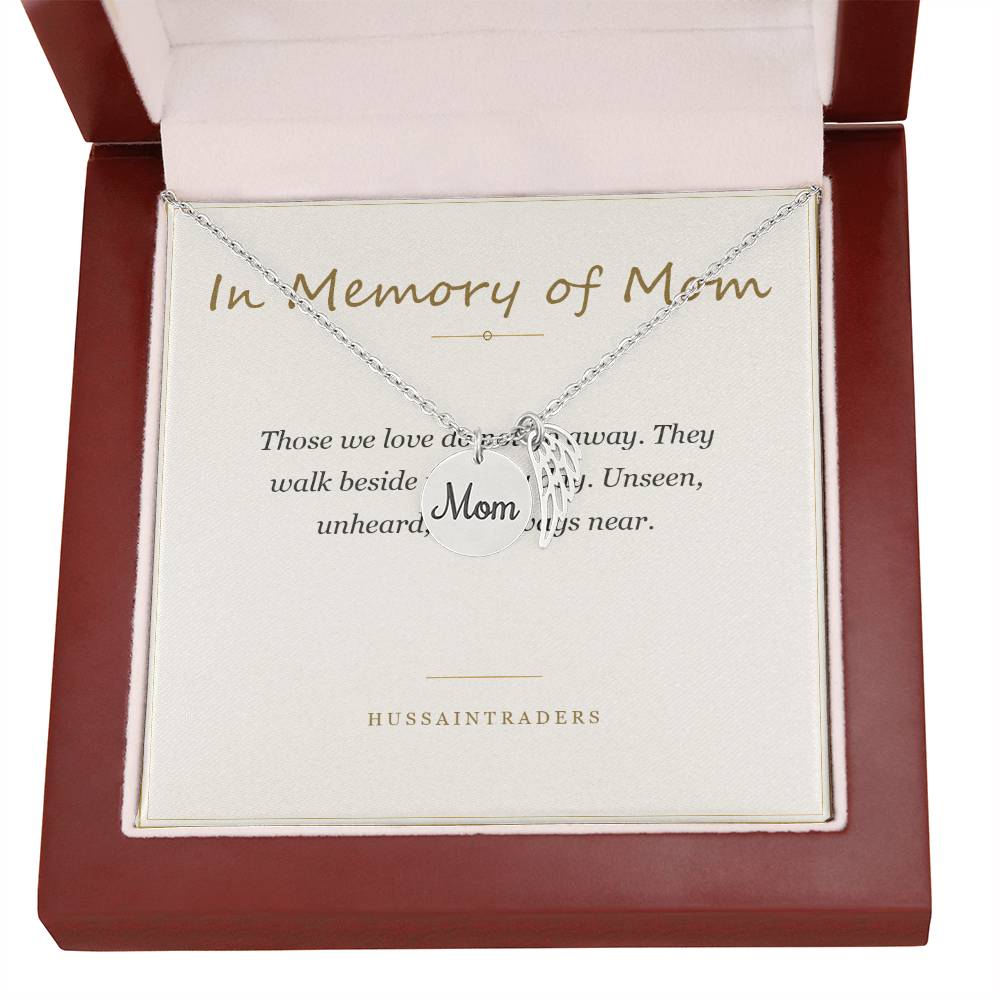 Necklace and card in the mahogany luxury box | Memorial Necklace for Mom