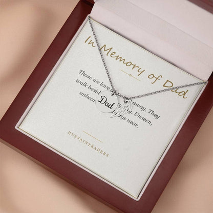 Luxury box with necklace and card, top view | Memorial Necklace for Dad