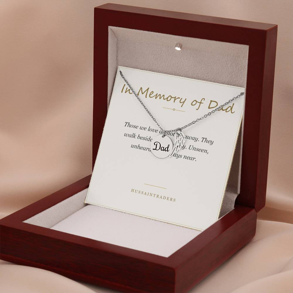 Necklace and card in the luxury box, close-up | Memorial Necklace for Dad