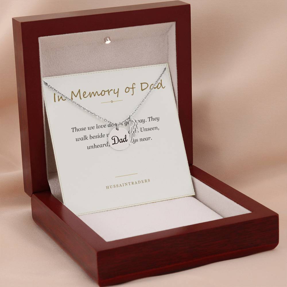 Open luxury box with the necklace and card | Memorial Necklace for Dad
