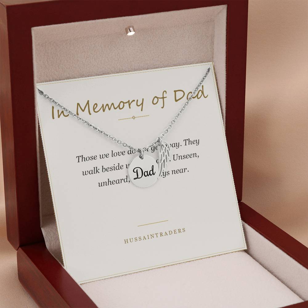 Luxury box with necklace and card, angled | Memorial Necklace for Dad
