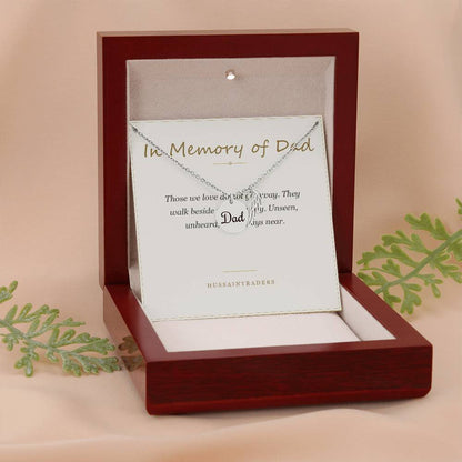 Luxury box with necklace and card beside plants | Memorial Necklace for Dad