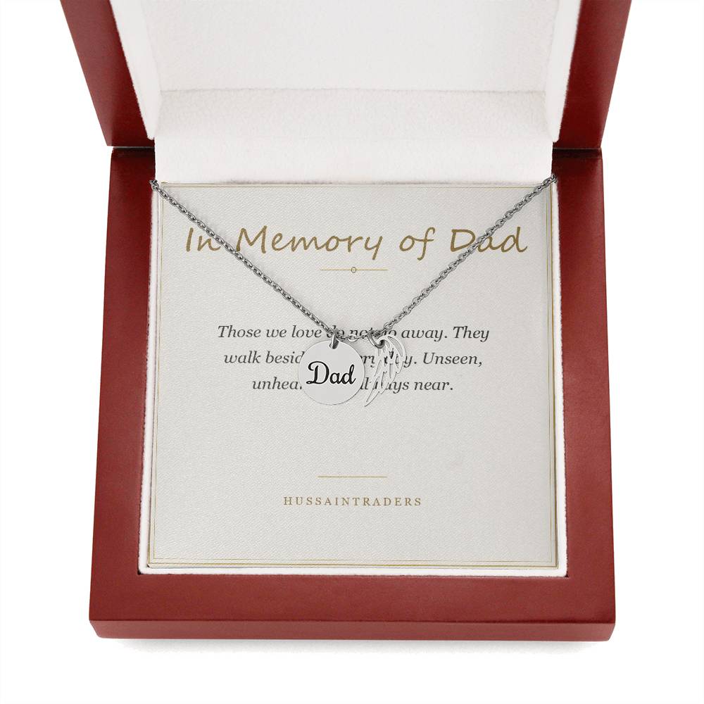 Necklace and card in the mahogany luxury box | Memorial Necklace for Dad